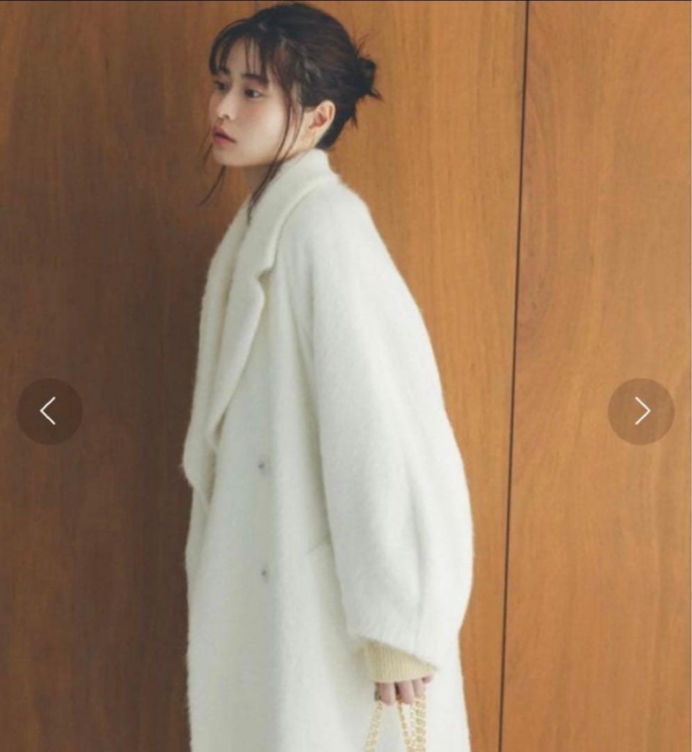 【美品】snidel 白いロングコート／ふわふわ／甘め上品／防寒