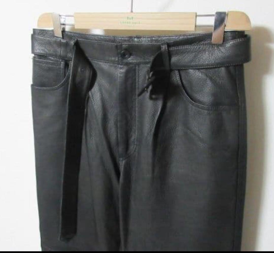 AURALEE オーラリー A21AP02GL レザー パンツ 黒 4