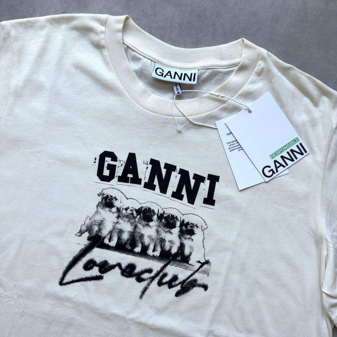 【GANNI】新品タグ付 ロゴ ドッグTシャツ オーガニックコットン 犬