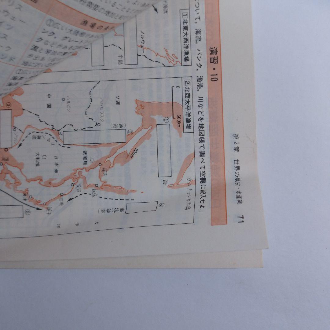 新地理 改訂新版 二宮書店 昭和６０年 、新地理資料１９８６年 東京学習出版社