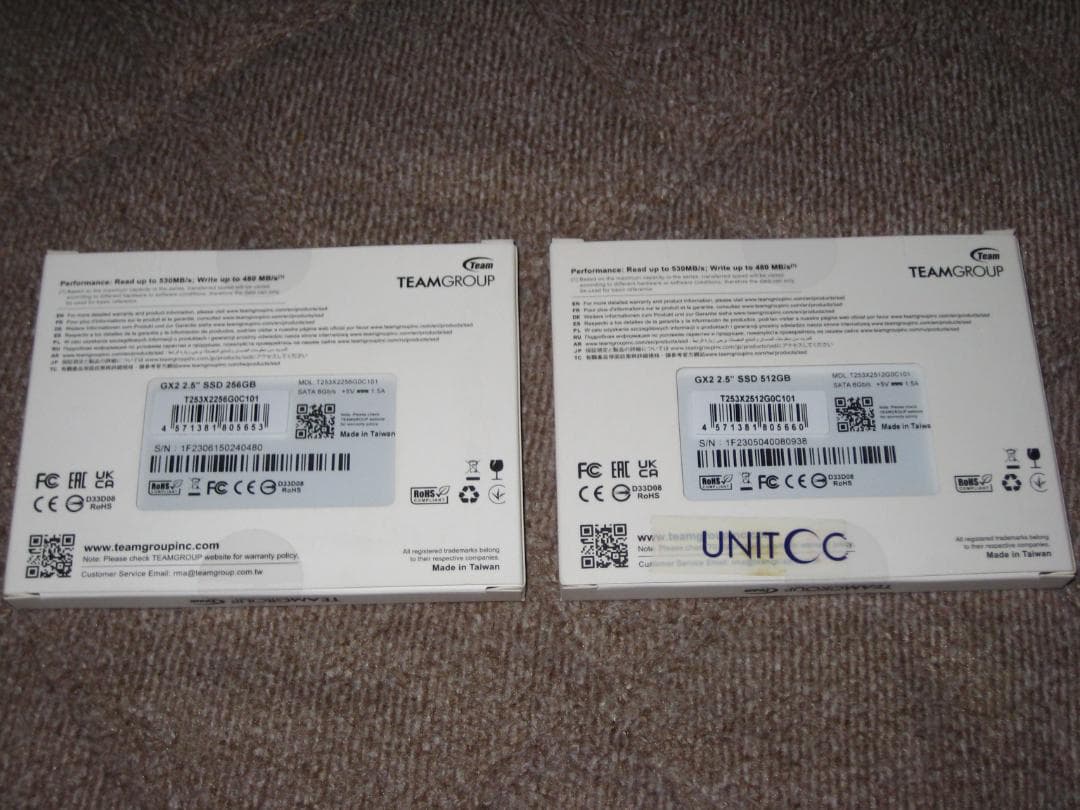 未使用　TEAMGROUP　GX2　SSD　256GB・512GB