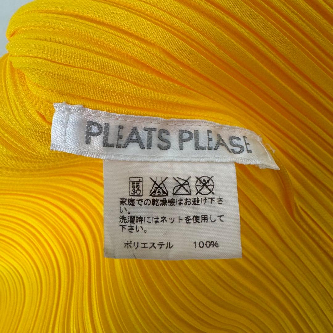 極美品✨PLEATS PLEASE プリーツ　ノーカラー　イエロー　長袖