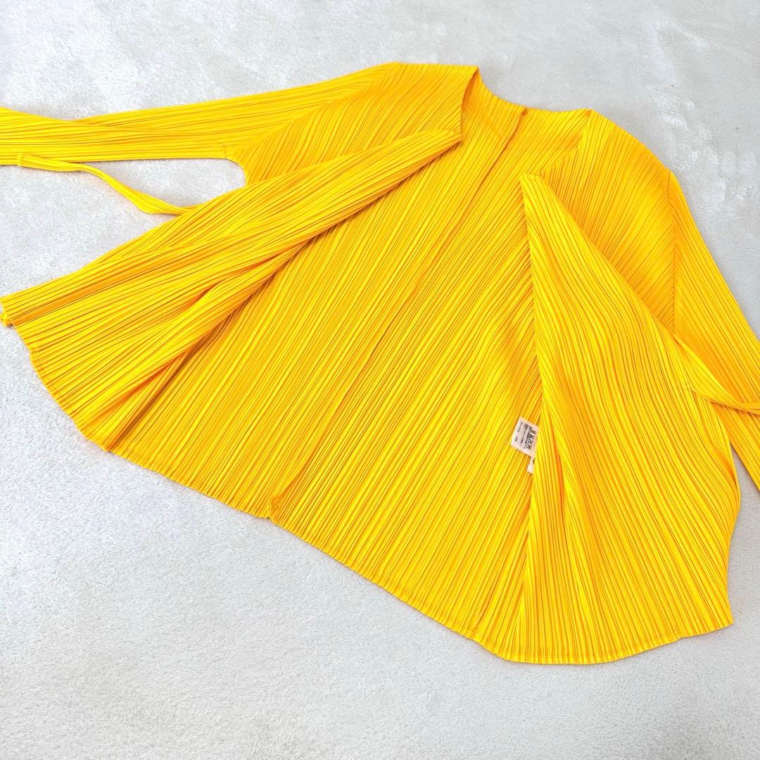 極美品✨PLEATS PLEASE プリーツ　ノーカラー　イエロー　長袖