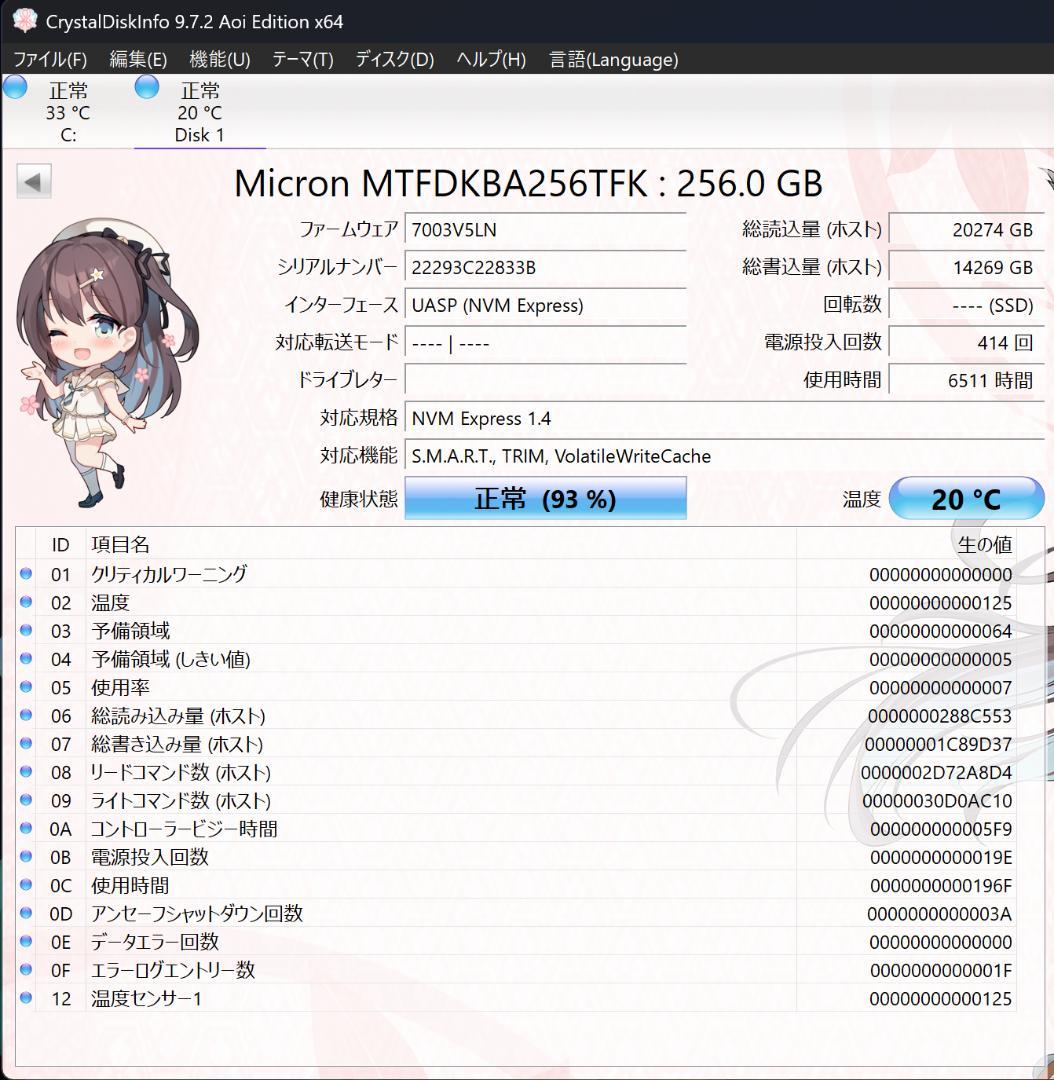動作確認済み 2枚セット Micron NVMe 256GB SSD