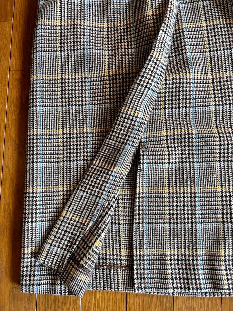 超美品❣️クールカレアン【ヌフソンヌフ】チェック柄　巻スカート風ロングSK Ⓜ️