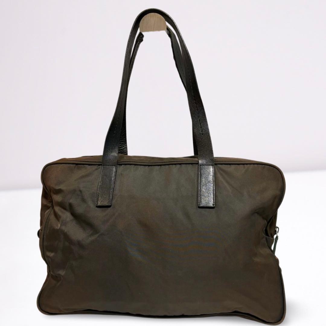【正規品】PRADA プラダ ミニボストン トート カーキ系 A4可 三角ロゴ