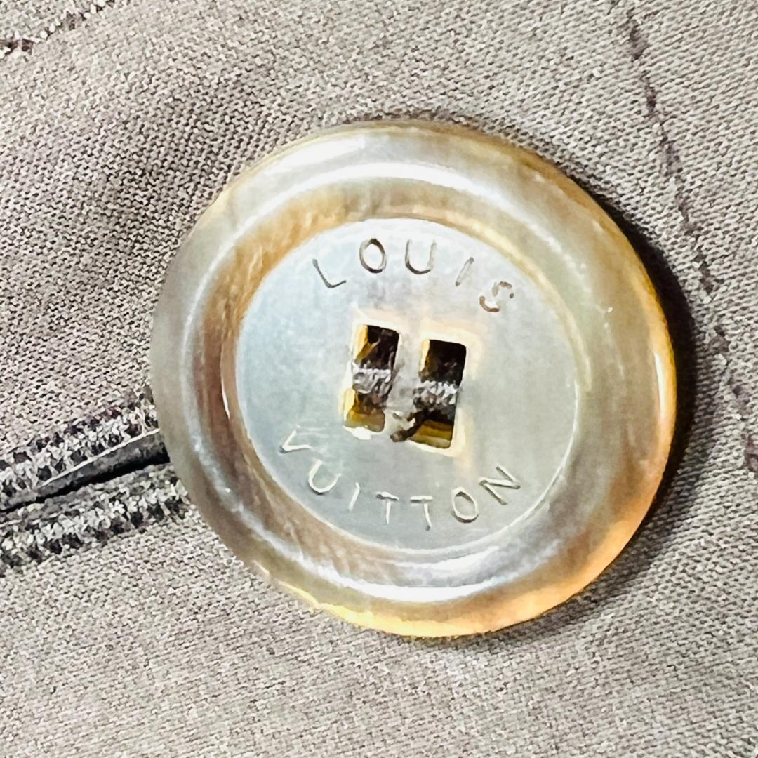 【ルイヴィトン】トレンチコート ゴム引きコート ダミエ 刻印ボタン 茶 40 L