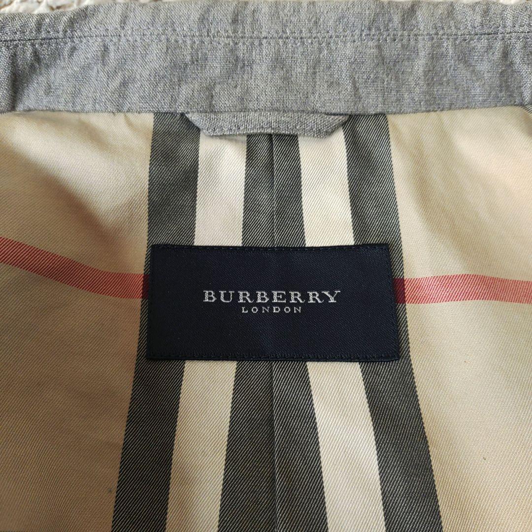 【リネン混】BURBERRY　バーバリー　テーラードジャケット　グレー　チェック