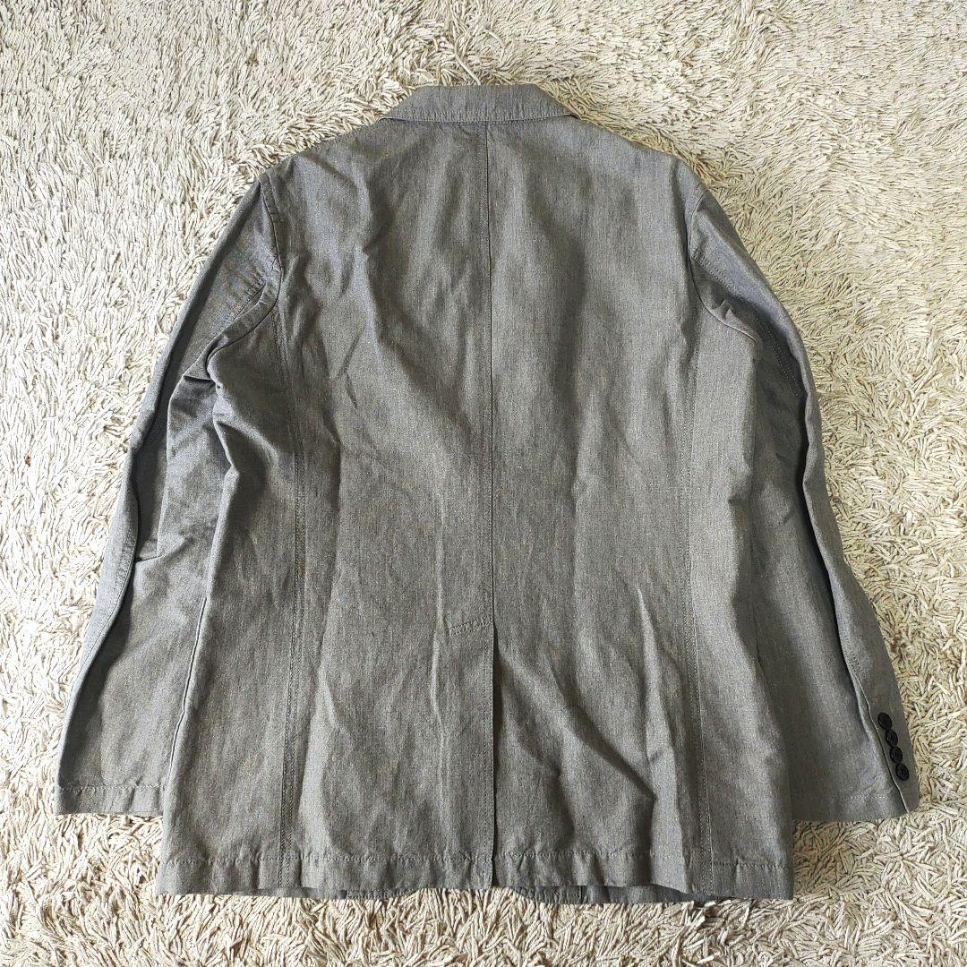 【リネン混】BURBERRY　バーバリー　テーラードジャケット　グレー　チェック