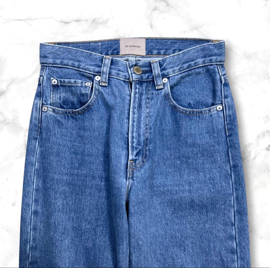 極美品 24 シシクイ クラッシックデニム インディゴ ストレート 革パッチ