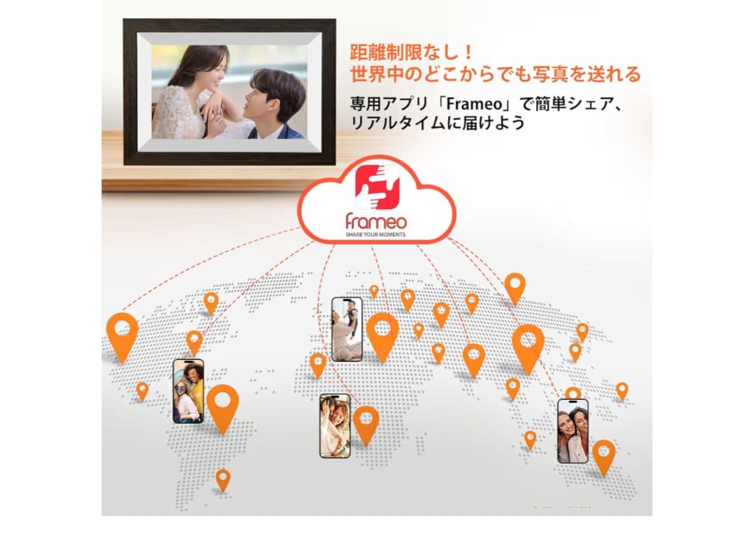 デジタルフォトフレーム Wi-Fi 遠隔送信 10.1インチ 64GB