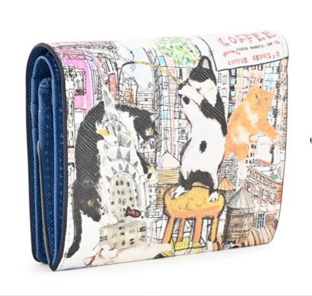 【新品・タグ付】マンハッタナーズ 二つ折り財布 猫デザイン　箱付き