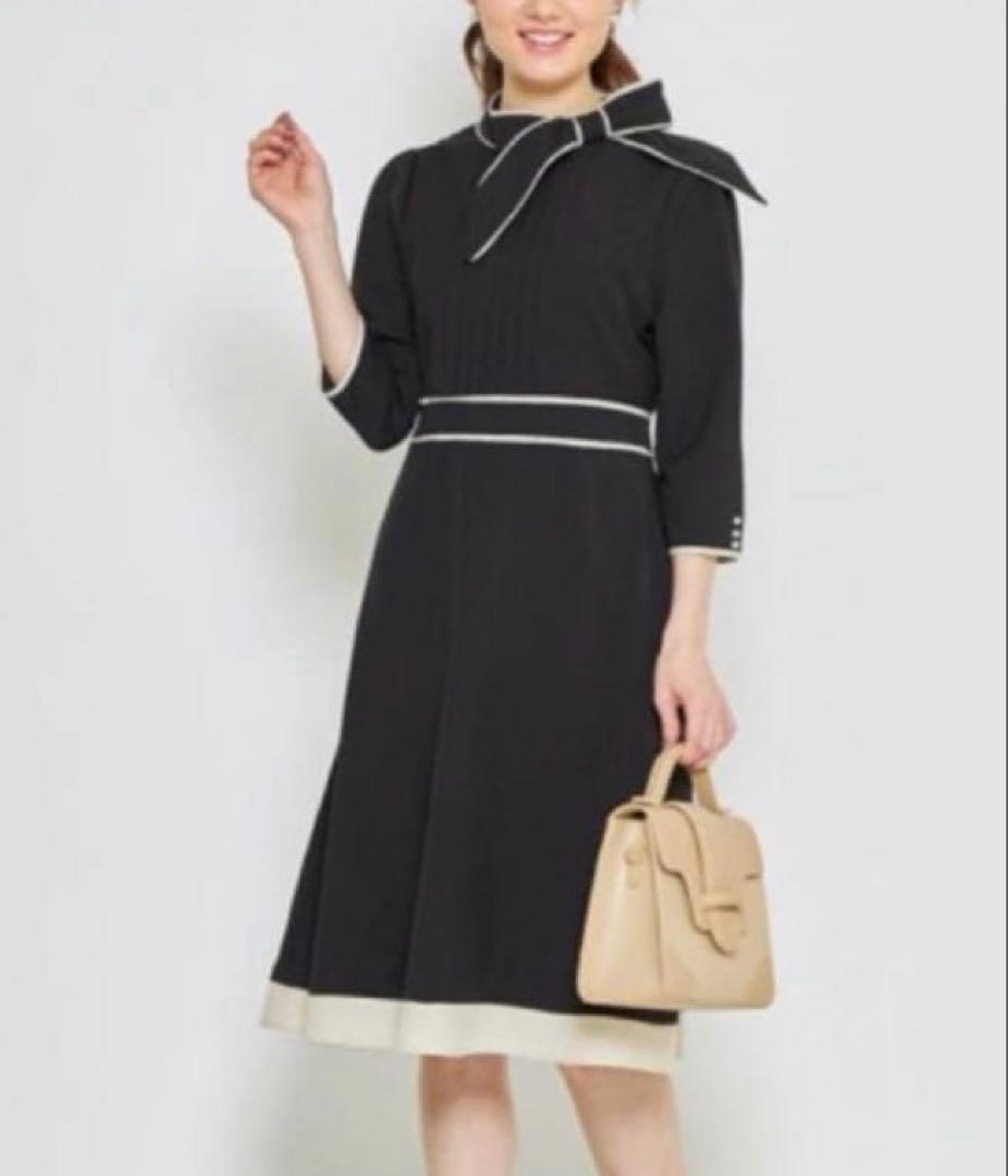 リカ 様新品タグ付き toccocloset 配色ラインボウタイリボンワンピース