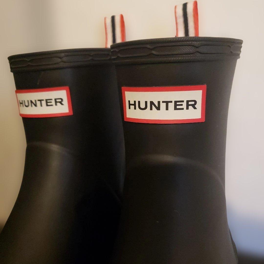 HUNTER ブラック 長靴 UK 7　レインブーツ　ショート