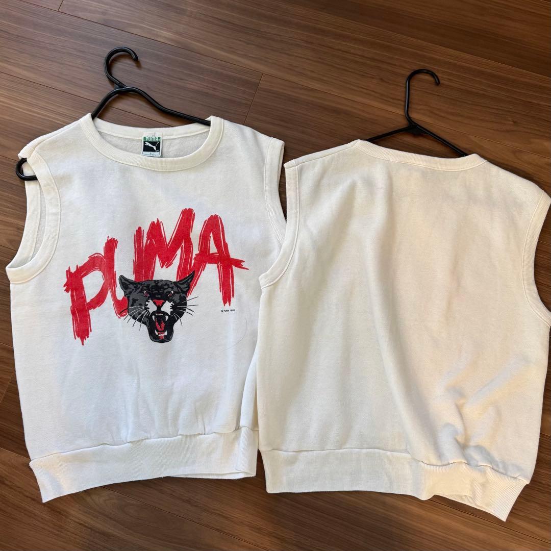 ビンテージ８０年代　プーマPUMA ノンスリーブ スウェットL1着　©️1983