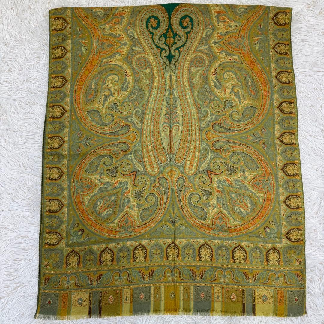 【美品】ETRO スカーフ　ショール　ペイズリー　大判　ウール　シルク