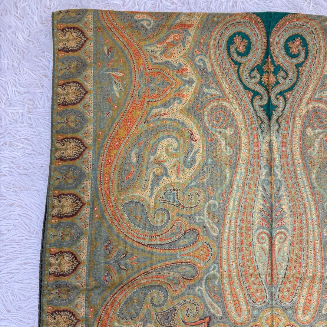 【美品】ETRO スカーフ　ショール　ペイズリー　大判　ウール　シルク