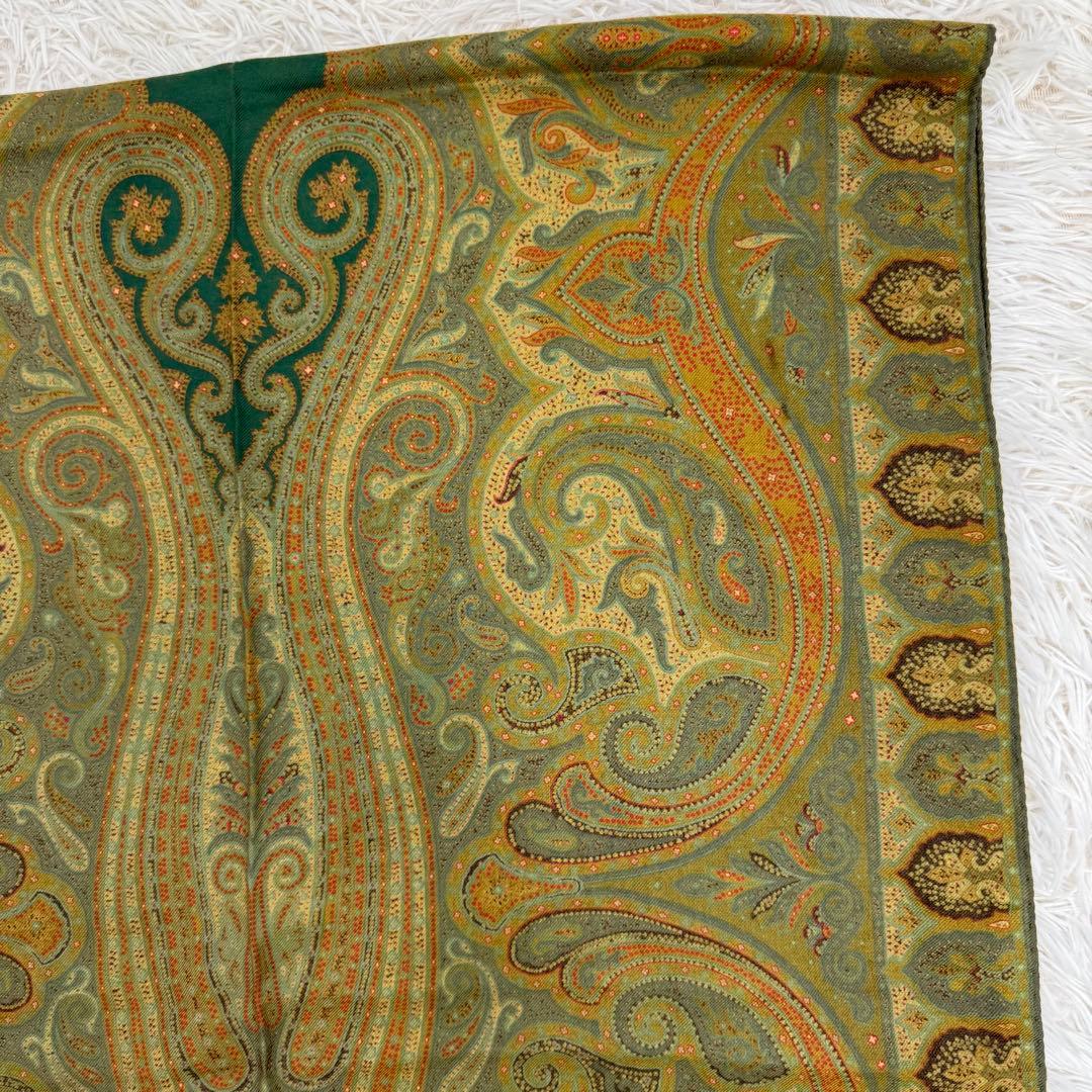 【美品】ETRO スカーフ　ショール　ペイズリー　大判　ウール　シルク