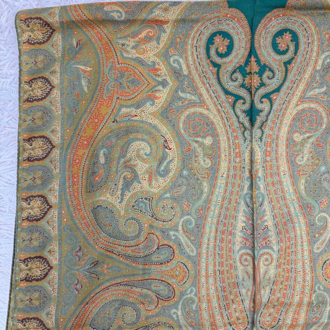 【美品】ETRO スカーフ　ショール　ペイズリー　大判　ウール　シルク