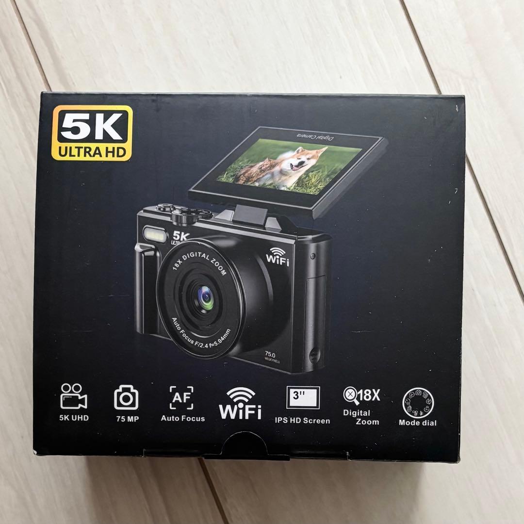 【新品】5K録画 デジタルカメラ スマホに送れる デジカメ 7500万画素