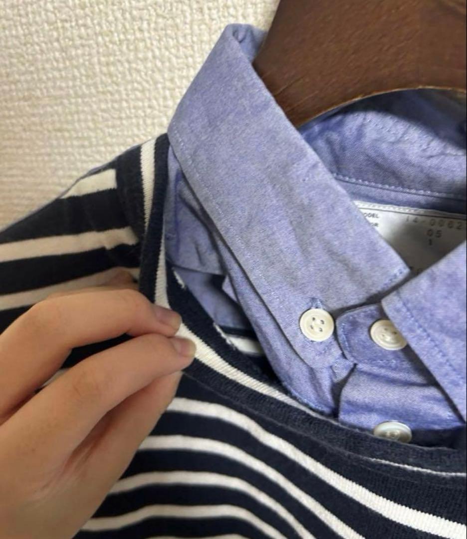sacai サカイ　フェイクレイヤード シャツドッキング　ボーダーTシャツ