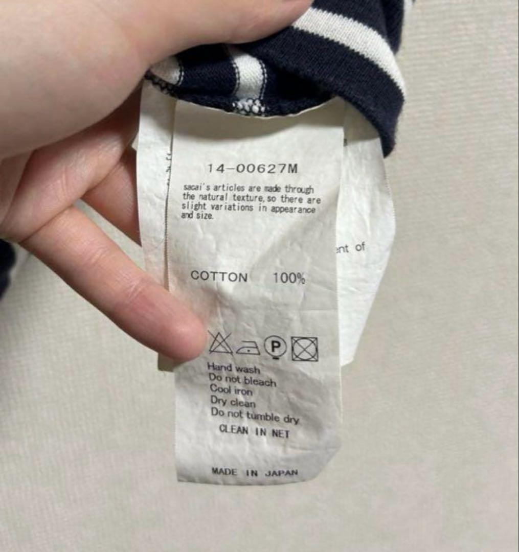 sacai サカイ　フェイクレイヤード シャツドッキング　ボーダーTシャツ