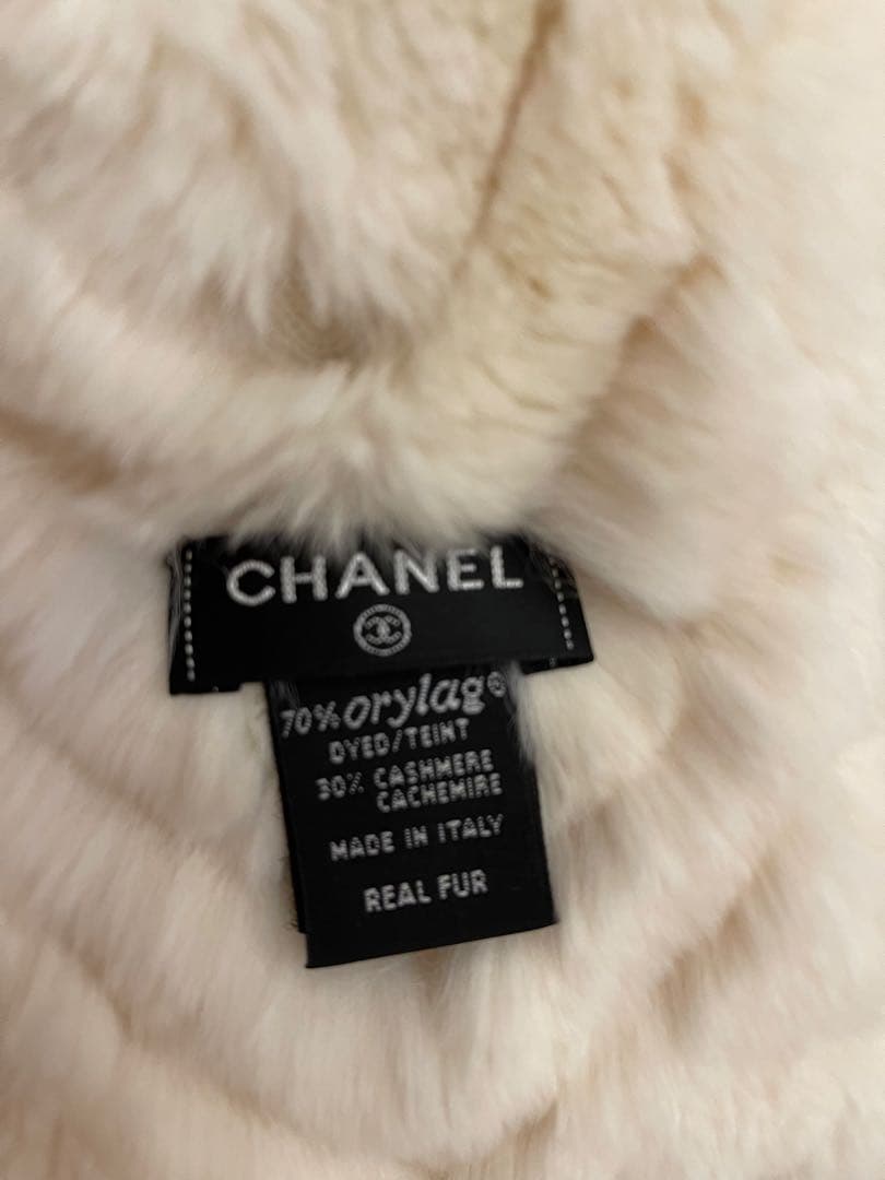 CHANEL シャネル ココマーク オリラグ リアルファー マフラー ホワイト