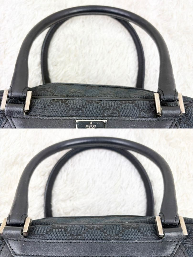【美品】オールドグッチ GGキャンバス ロゴプレート ミニボストンバッグ
