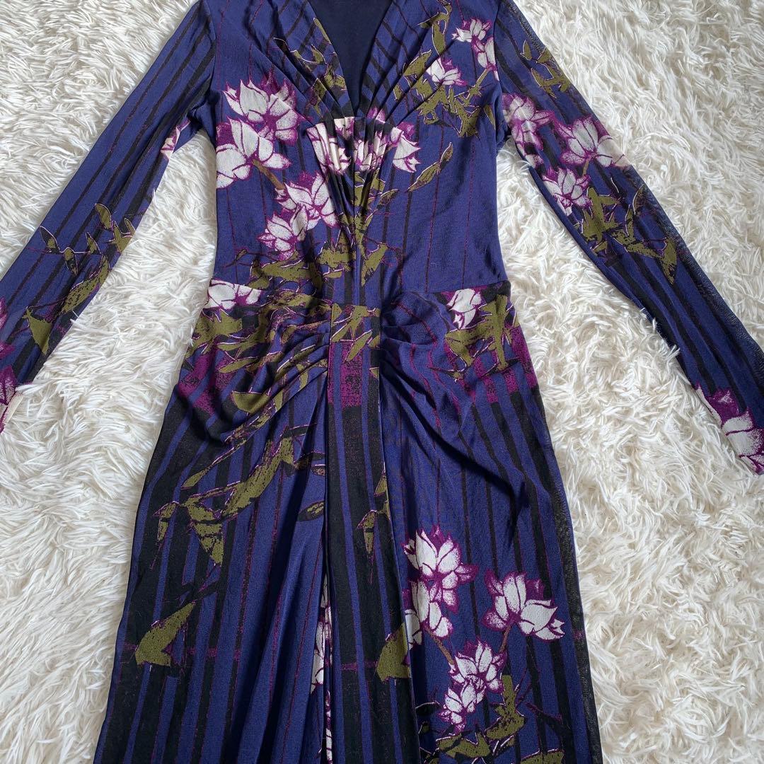 ★希少★vivienne tam 蓮の花柄長袖ひざ丈ワンピース