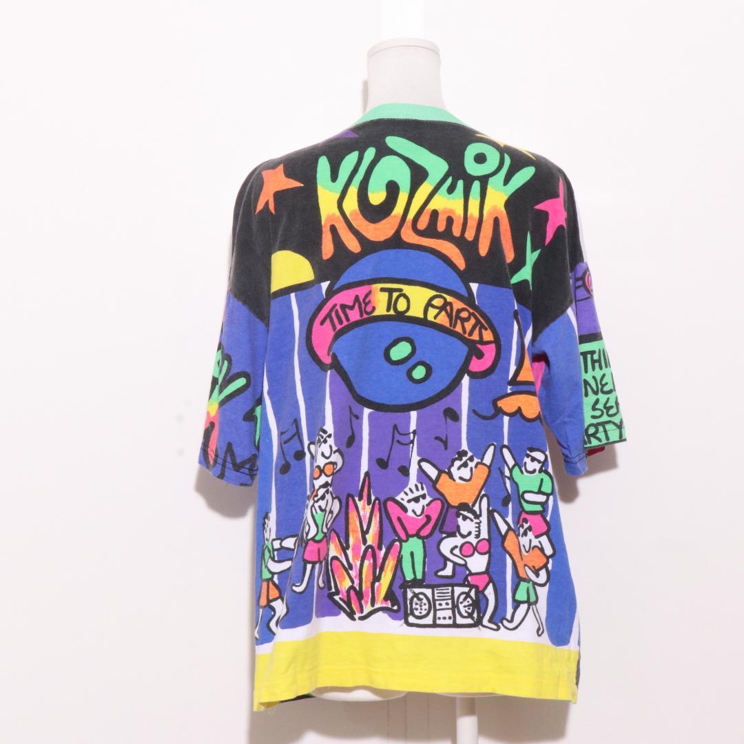 80s USA製 KOZMIK コズミック 総柄Tシャツ L（F61）