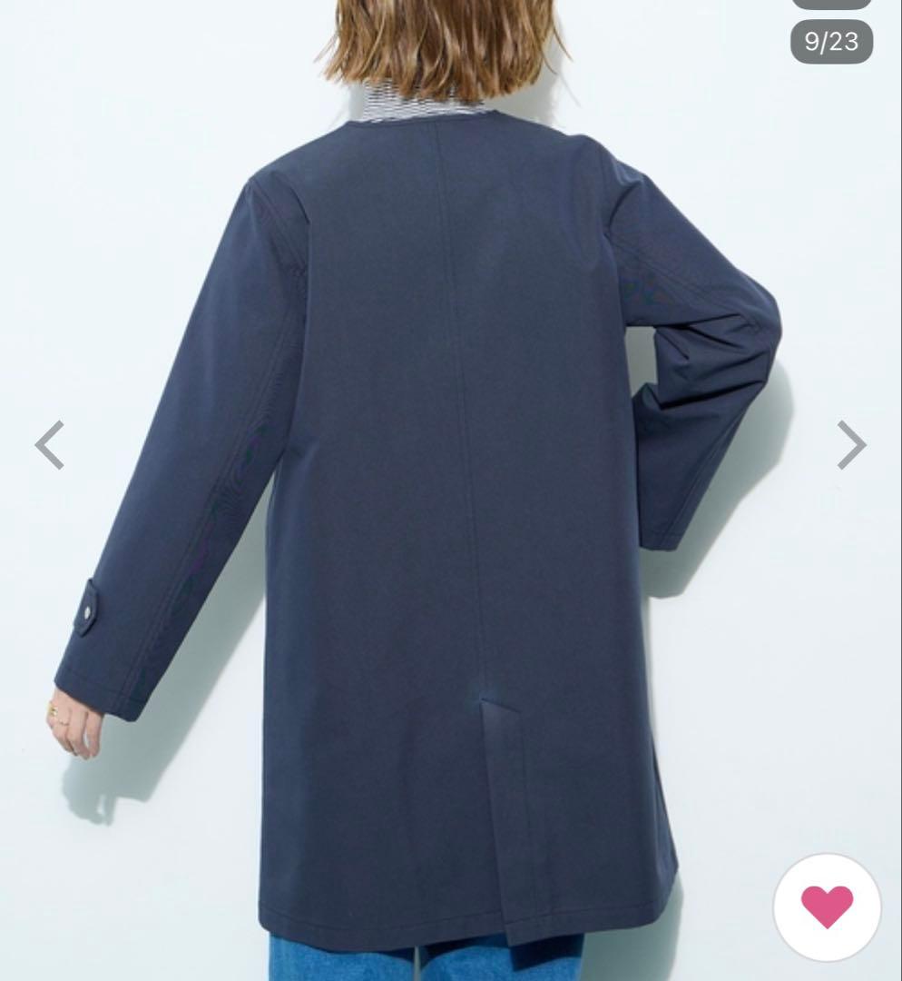 ま*ん様 プチオンフルール　ノーカラーロングコート「撥水・花粉が落ちやすい」 洗
