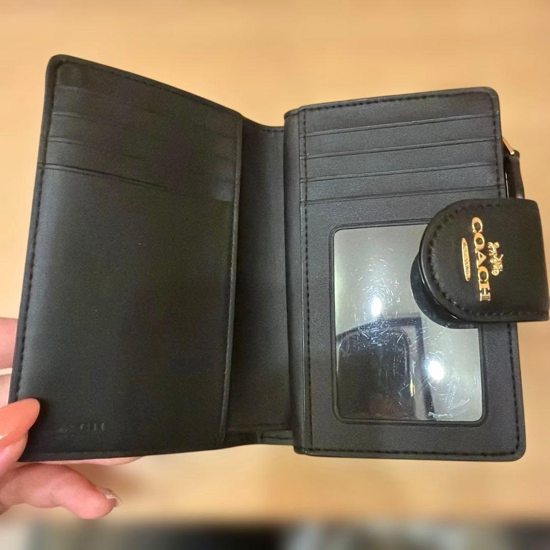 正規品 COACH 二つ折り財布 ブラウン ブラック シグネチャー