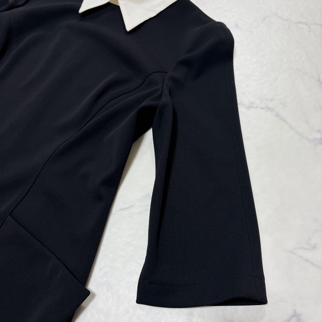美品 FOXEY NEW YORK 白襟ワンピース ブラック フォーマル 40