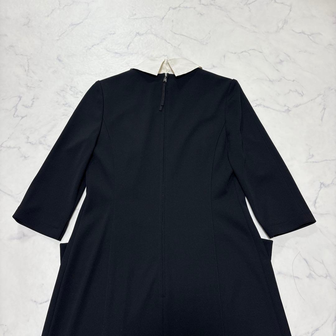美品 FOXEY NEW YORK 白襟ワンピース ブラック フォーマル 40
