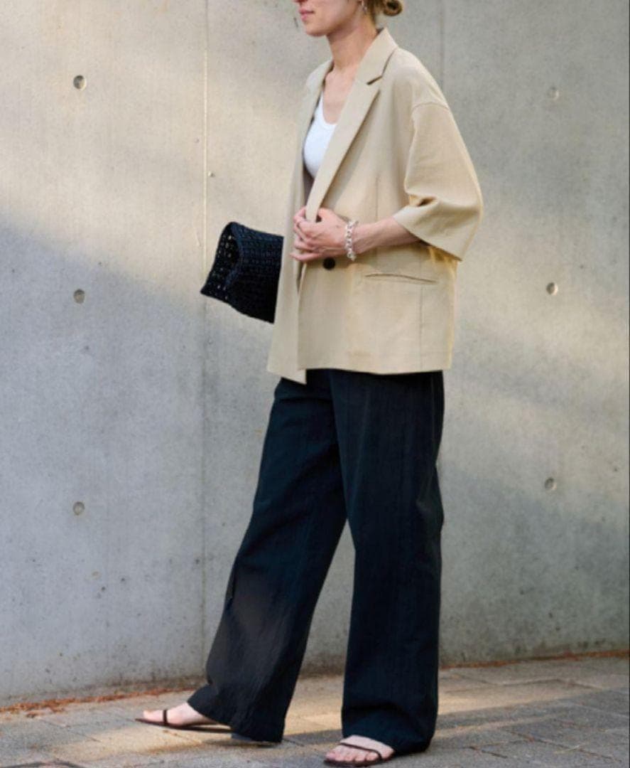 【美品】24SS FRAMeWORK ハーフスリーブジャケット ベージュ F