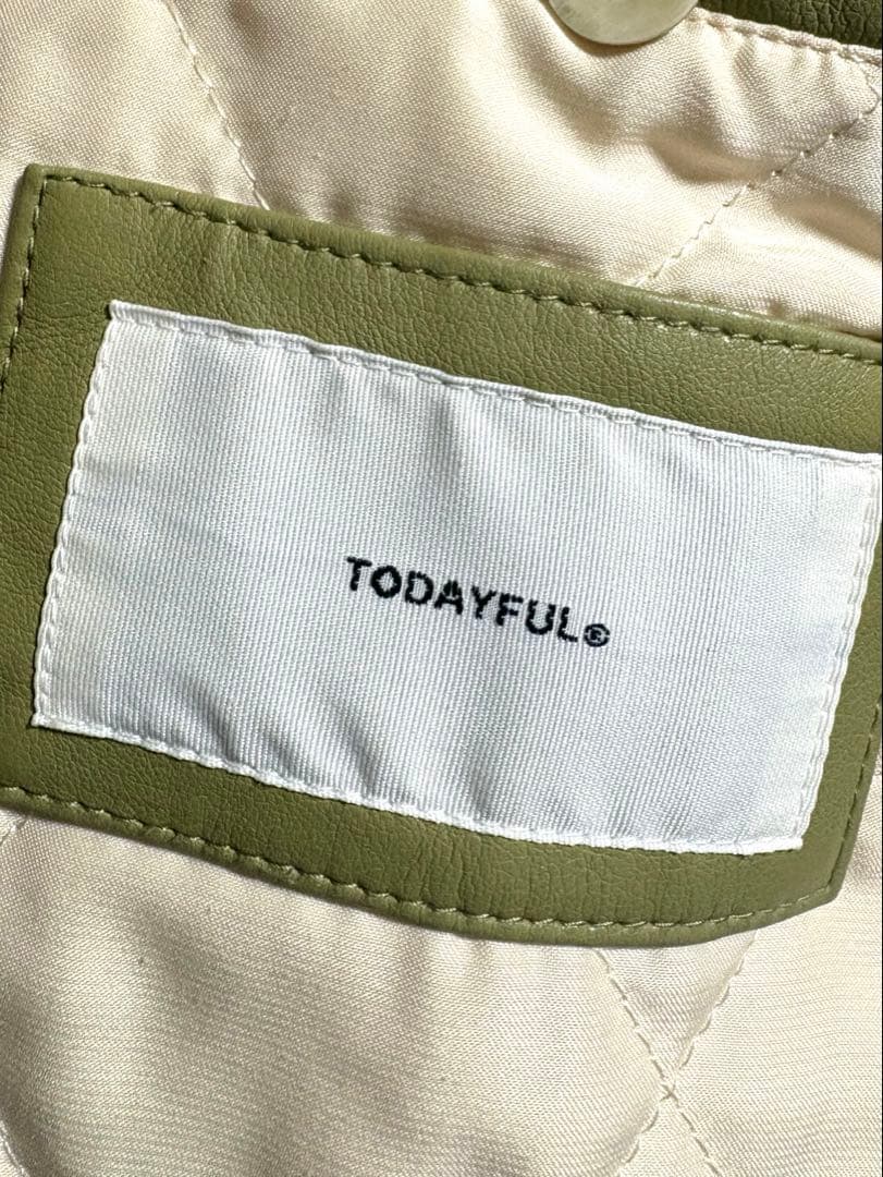 TODAYFUL フェイクレザージャケット　オリーブグリーン