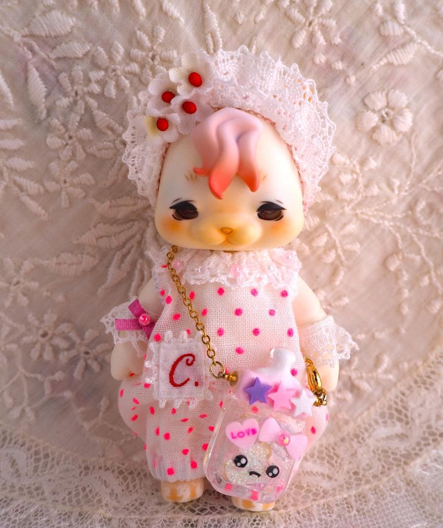 レトロ Pink水玉ロンパース cocoriang kumukuku