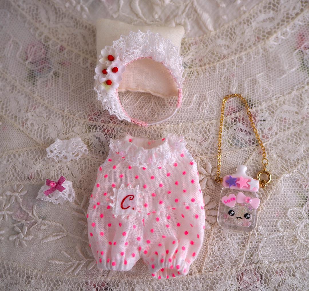 レトロ Pink水玉ロンパース cocoriang kumukuku