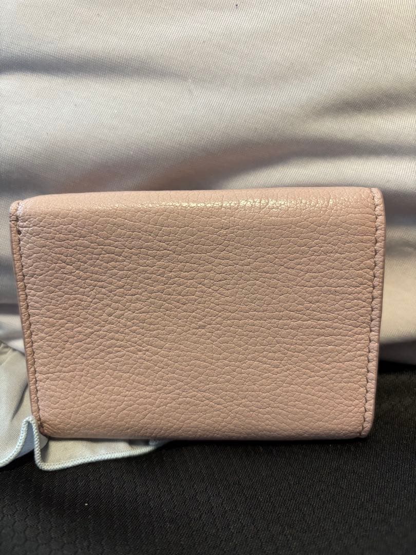 miu miu ミュウミュウ リボンパール 三つ折りウォレットピンク 新品未使用