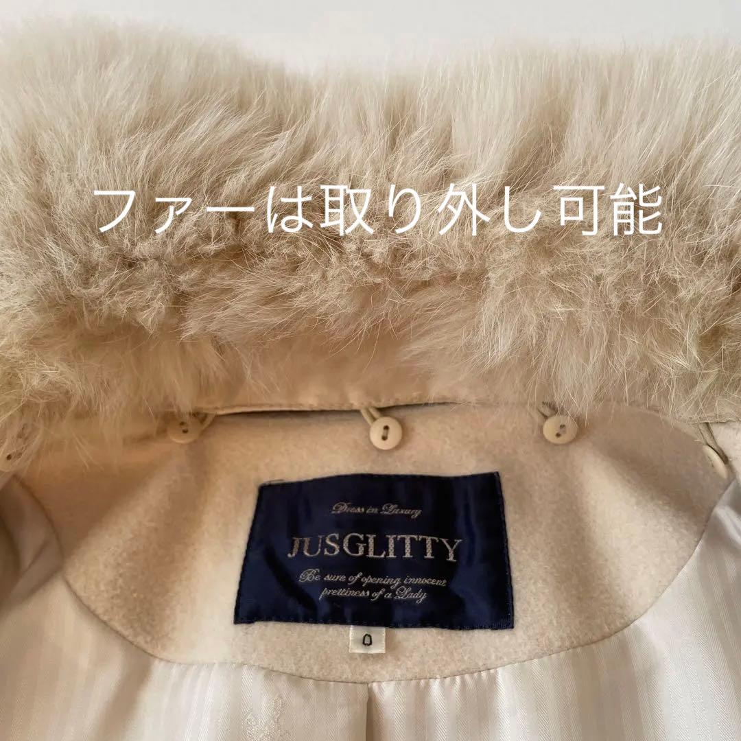 美品♡JUSGLITTY フォックスファー付き 切り替えアンゴラコート