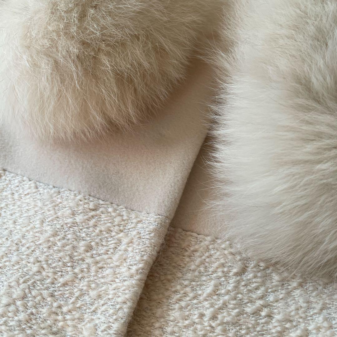 美品♡JUSGLITTY フォックスファー付き 切り替えアンゴラコート