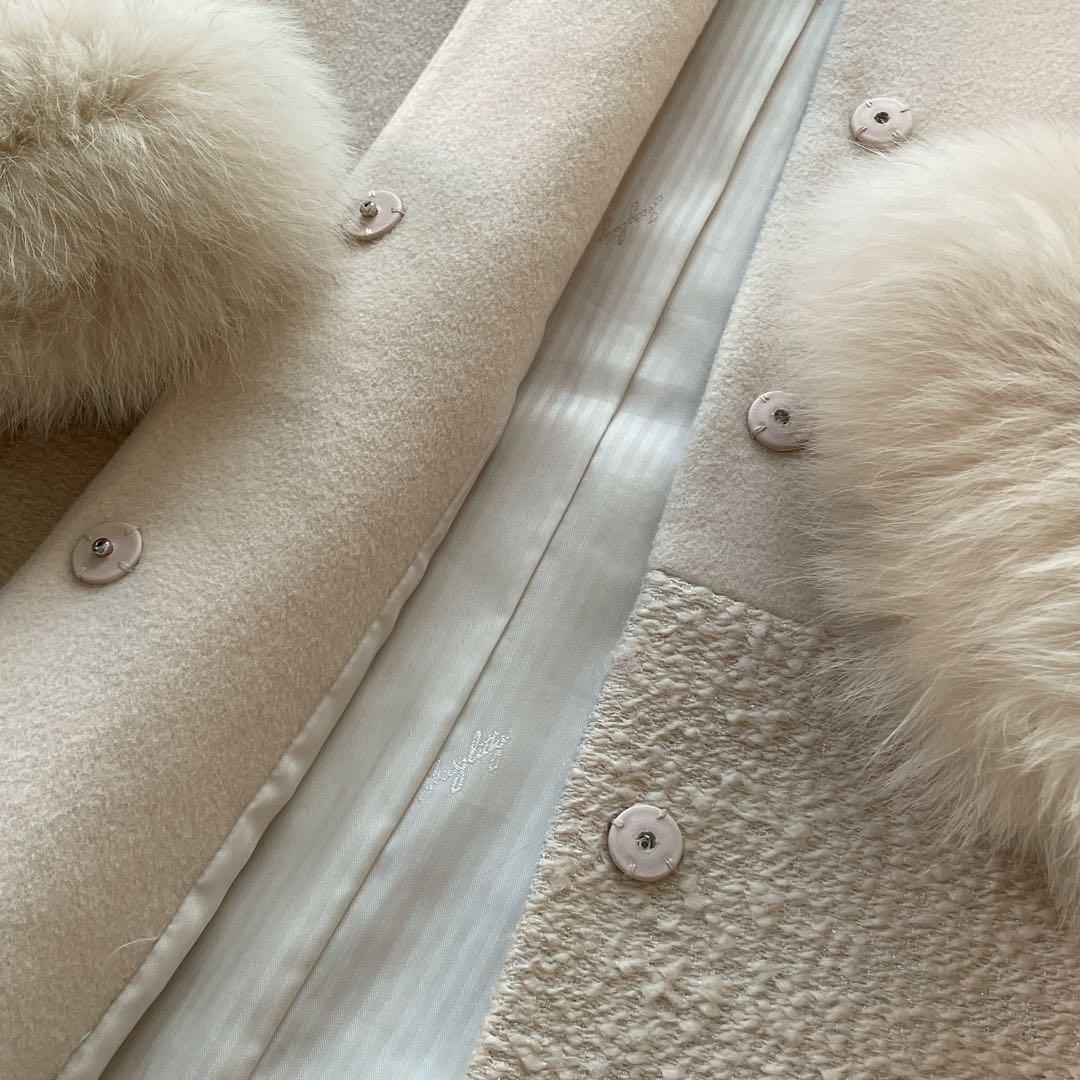 美品♡JUSGLITTY フォックスファー付き 切り替えアンゴラコート