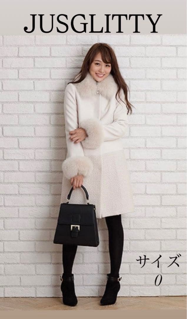 美品♡JUSGLITTY フォックスファー付き 切り替えアンゴラコート