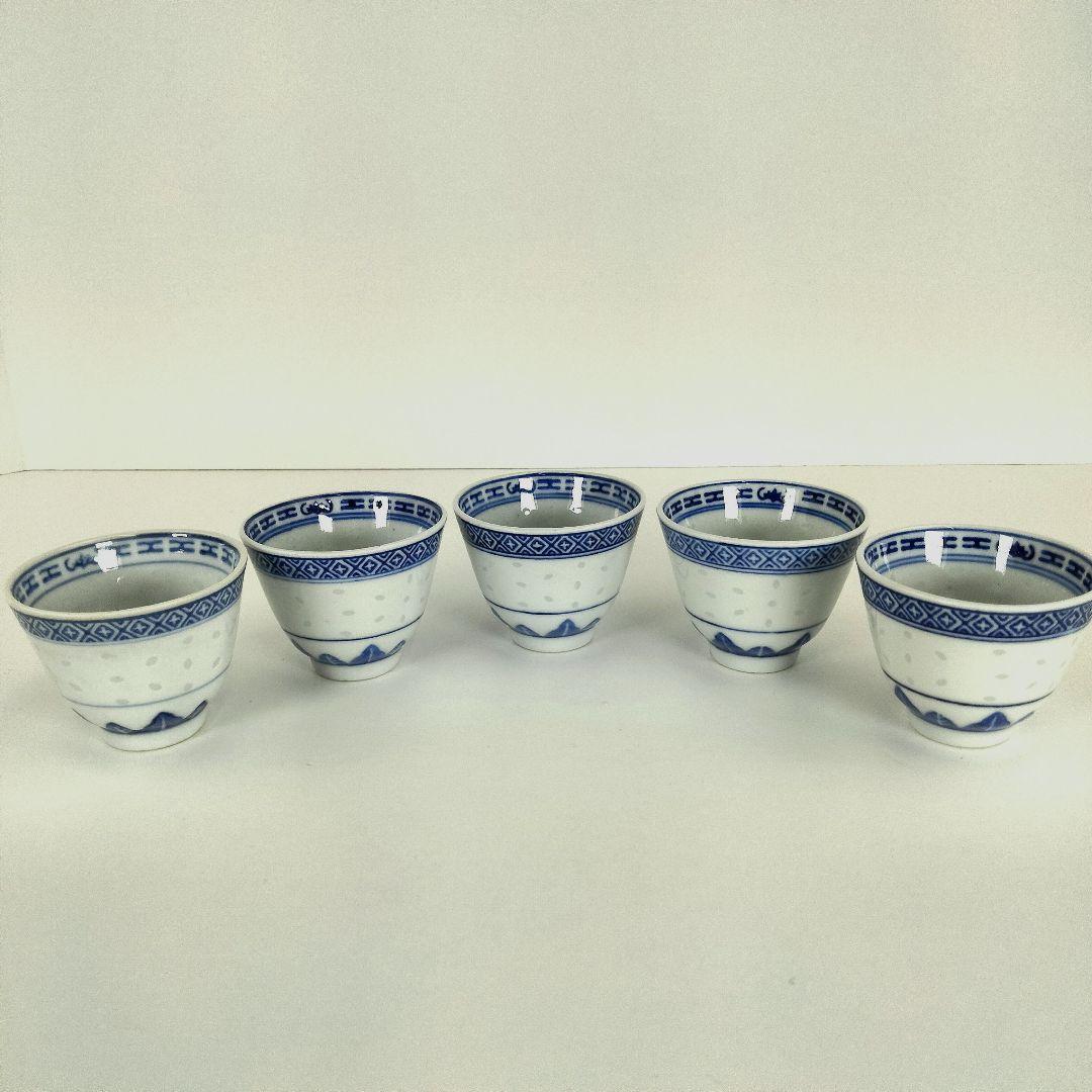 Ｙ528- 4 煎茶道具 中国 白磁茶碗５客 蛍茶碗５客 計10客セット　Q