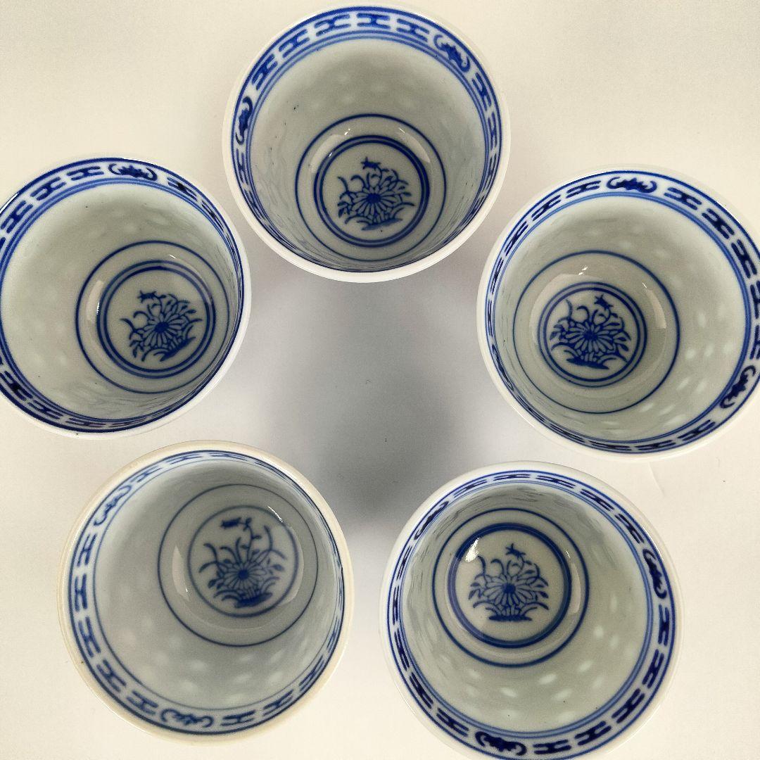 Ｙ528- 4 煎茶道具 中国 白磁茶碗５客 蛍茶碗５客 計10客セット　Q