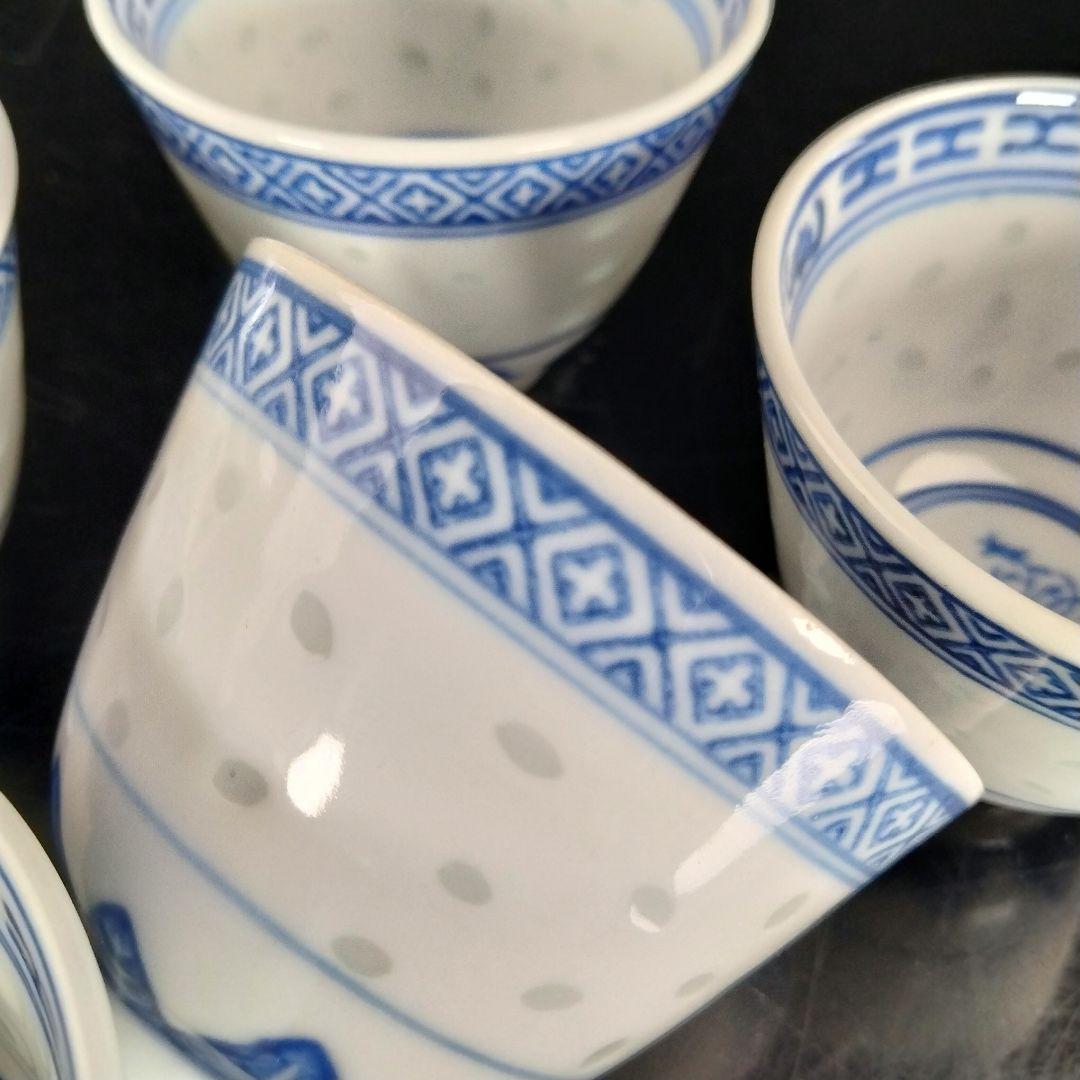 Ｙ528- 4 煎茶道具 中国 白磁茶碗５客 蛍茶碗５客 計10客セット　Q