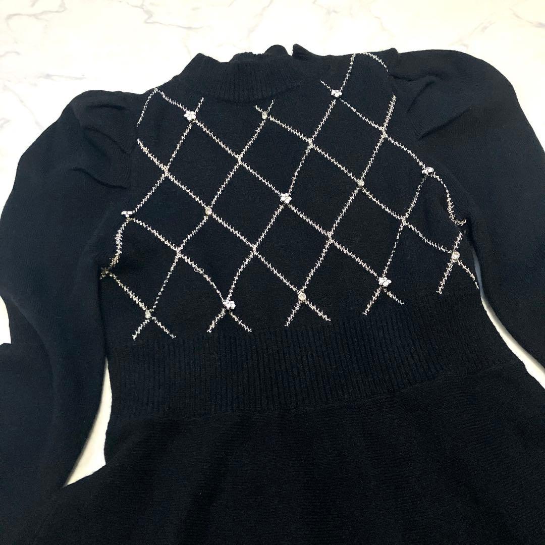 【新品未使用】dazzlin モチーフパターンニットミニワンピース