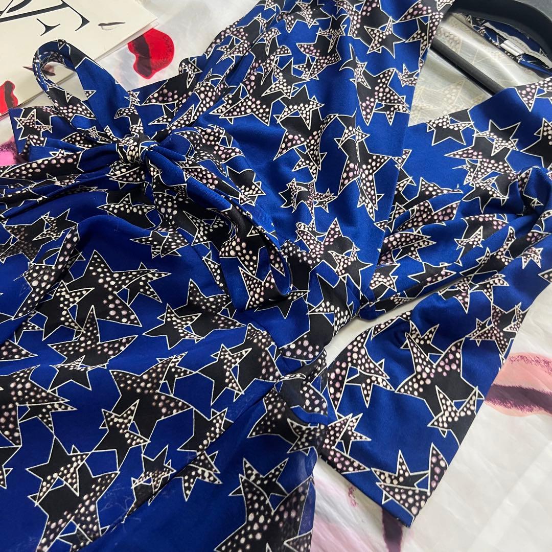 【美品】DIANEvonFURSTENBERG ラップワンピース ブルー 0 S