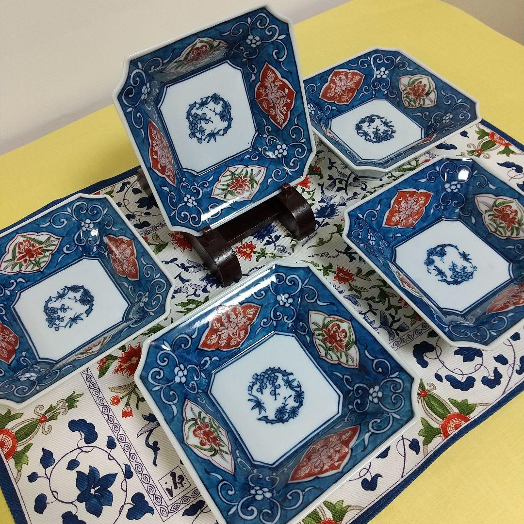 リ*ル様 源右衛門⭐️古伊万里風唐草 角小鉢 (角切型)5個組