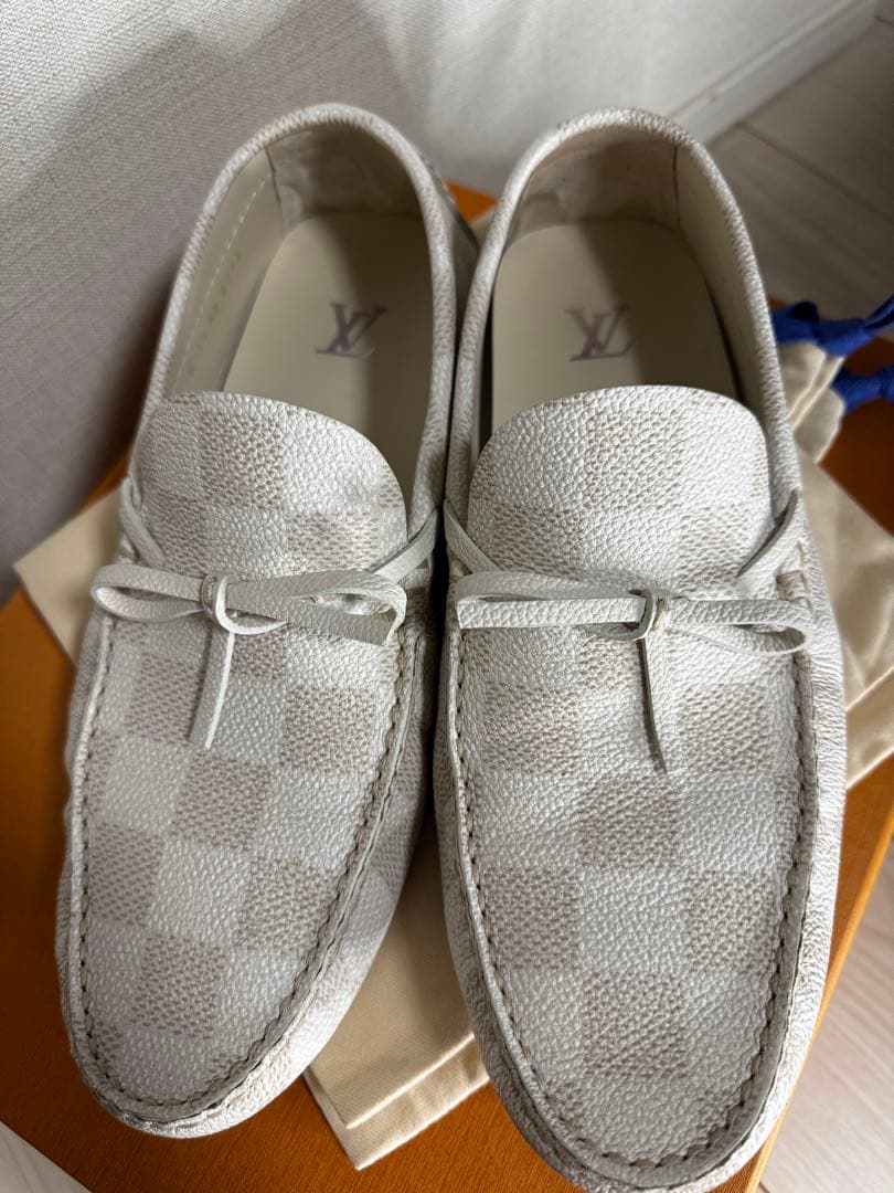 招*猫様 Louis Vuitton ダミエ モカシン ホワイト